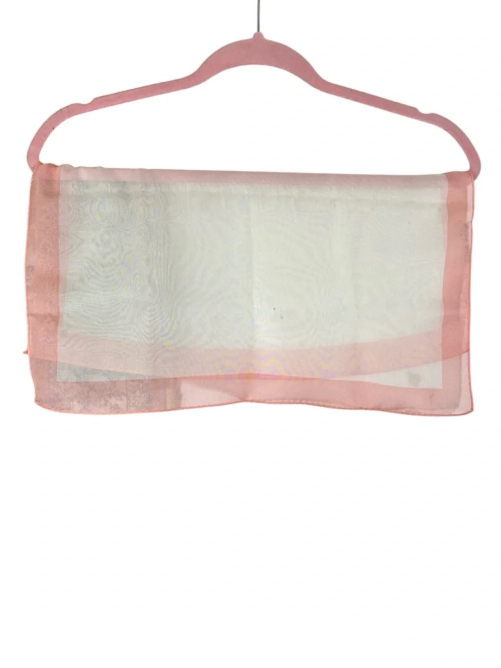 SILK SCARF Sheer Cream Pink Border 17” Square